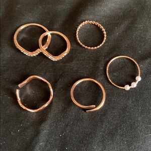 6 Elegant Rose Gold Ring Set